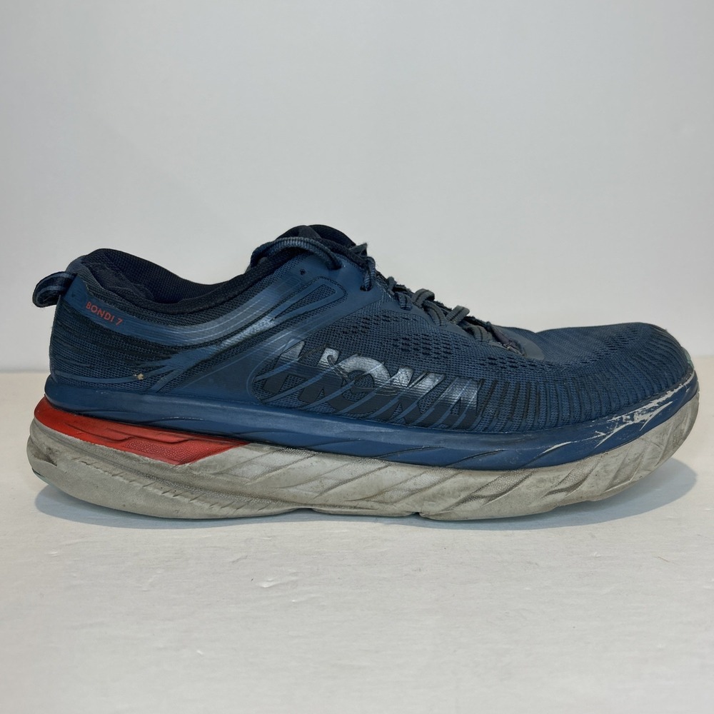 Hoka One One Bondi 7 Mens 9.5 Real Teal Outer Space Blue Athletic Hiking Running
